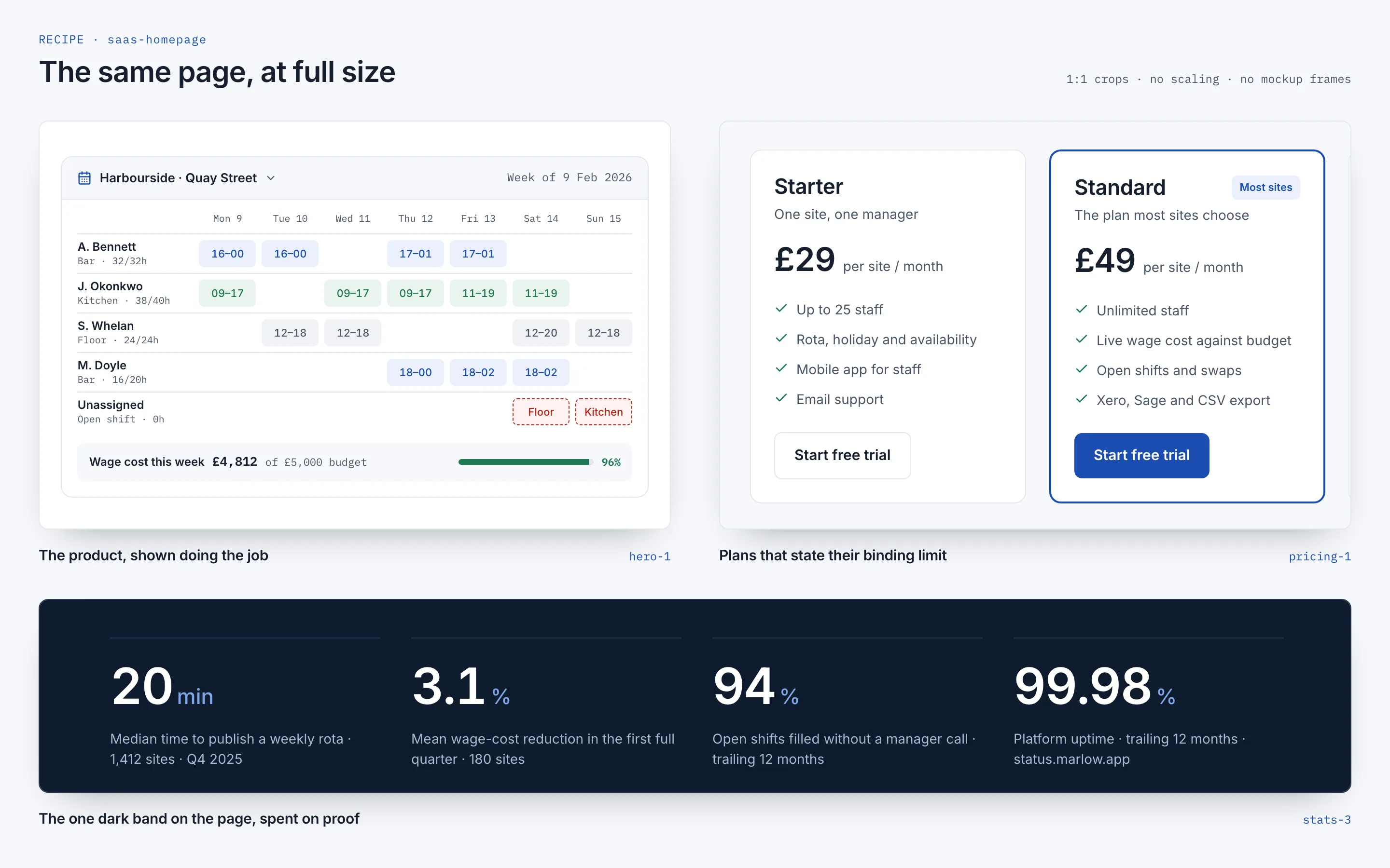 SaaS Homepage: Detail crops at full size