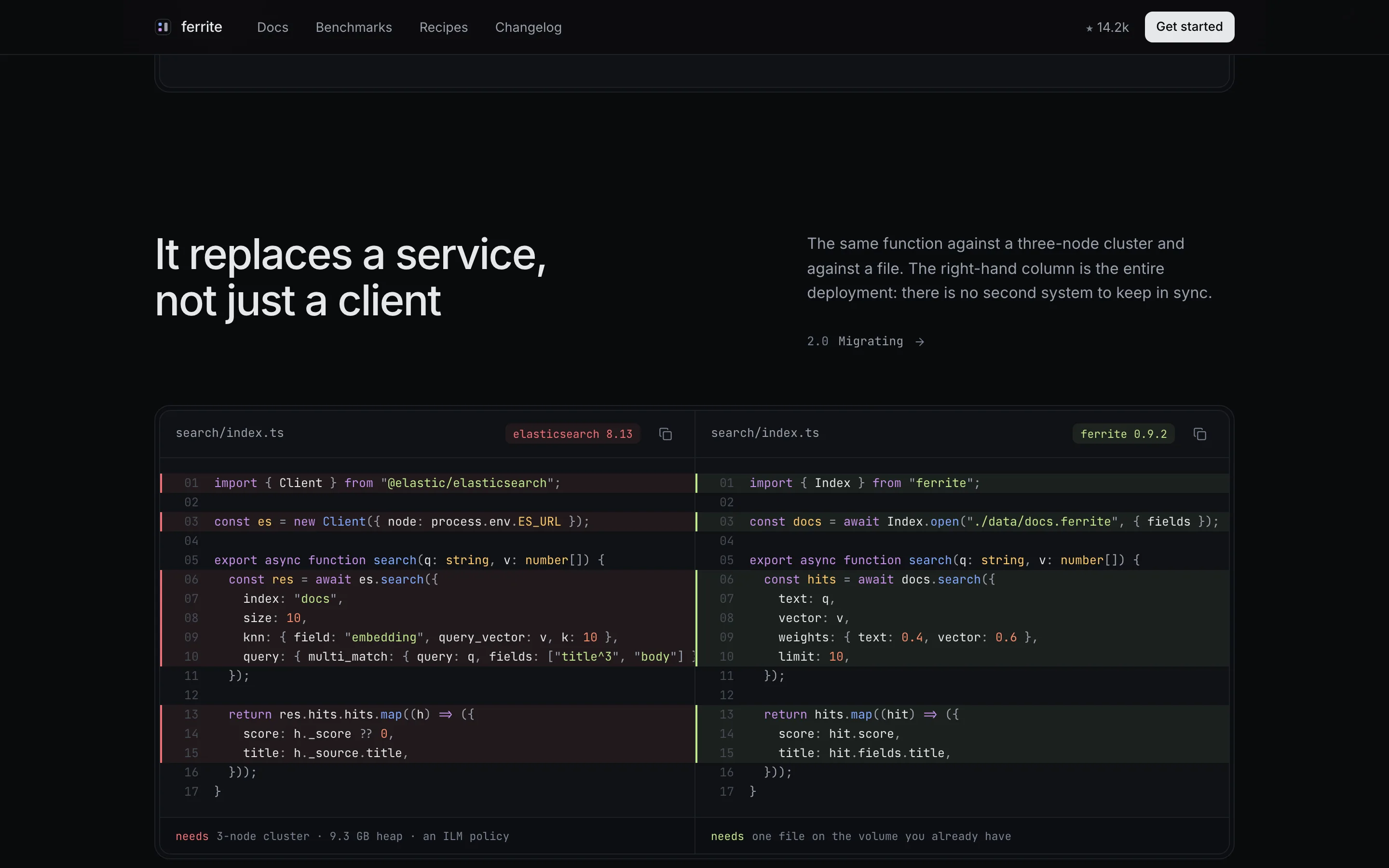 Terminal Dark: The migration shown as one function against two systems