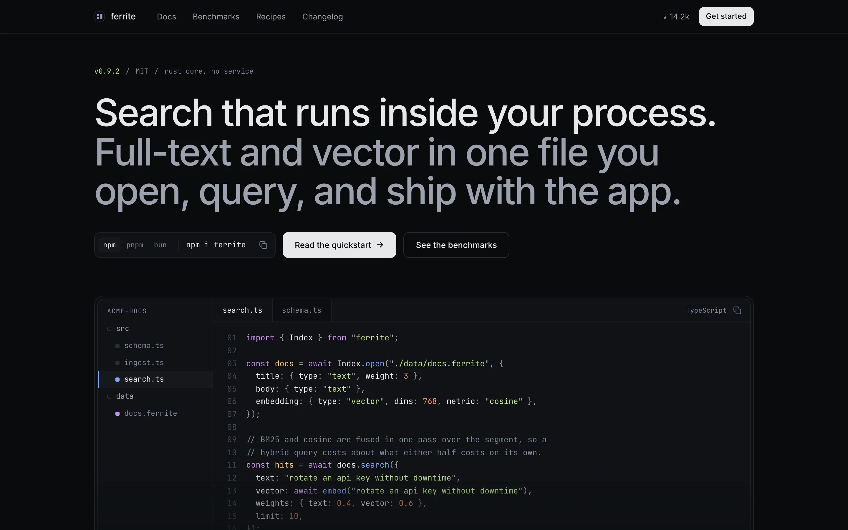 Terminal Dark: A real product surface as the hero rather than a picture of one